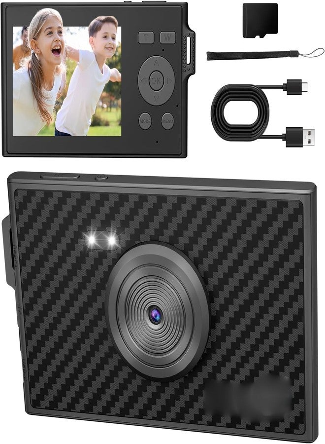 KINETIKITCH كاميرا رقمية فائقة النحافة بدقة 48 ميجابكسل للأطفال، تقريب بصري 16x، دقة FHD 1080P مع خاصية تثبيت الصورة، كاميرا صغيرة الحجم وسهلة الحمل للأطفال والمراهقين والطلاب مع بطاقة ذاكرة SD سعة 32 جيجابايت - Image 1